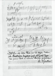 Den sista sidan musik skriven av den tyske tonsättaren Ludwig van Beethoven (1770-1827)