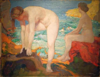 L. v. Hofmann, badgäster vid havet.