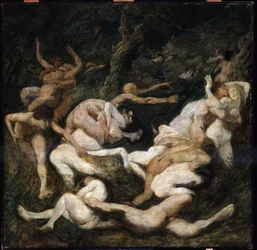 Bortförande av kvinnor. Målning av Ludwig von Hofmann (1861-1945). Olja på duk. Sol: 70,8x72cm. Pushkin, Moskva Bortförandet av kvinnor