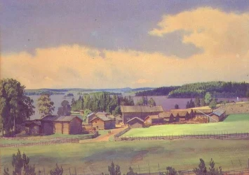 Norra landskapet (akvarell på papper)