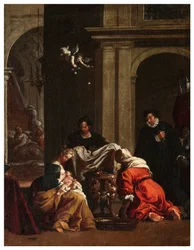 North Transept, San Roccos altare 1635, 45, Genovesino 1645, St. Roccos födelse, målad nedre vänster