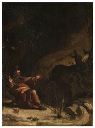 North Transept, San Roccos altare 1635, 45, Genovesino 1645, San Rocco besökt av mässorna i öknen, målad nedre höger