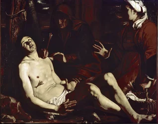 Sankt Sebastian botad av de heliga kvinnorna (olja på duk, ca 1630)