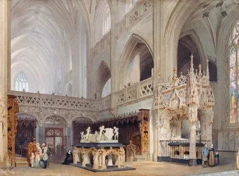 Interiör av Brou kyrka i Bourg-en-Bresse