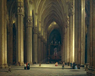 Interiör av Milanos katedral (Milano Duomo), av Luigi Bisi (1814-1886)