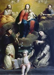 Rosenkransens Madonna med SS Dominic, Catherine, Mary Magdalene och Joseph, 1732