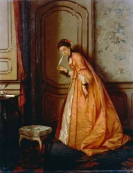 Lyssna, av Luigi Crosio (1835-1915), olja på panel, 40,5x32 cm