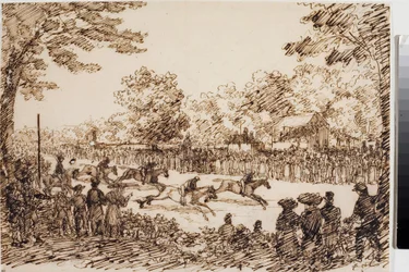 Hästkapplöpning (troligen festen San Giovanni a Florence) (Ink, ca 1825)