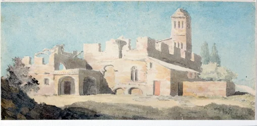 Ruinerna av ett kloster i regionen Genua (akvarell