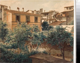 Utsikt över hus i Florens (akvarell, ca 1825)