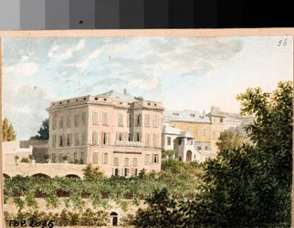 Utsikt över villa Cambasio, Genua (akvarell, ca 1820)