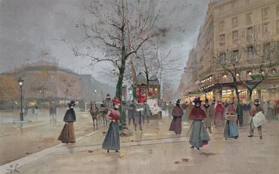 Kväll i Opera Quartier of the Grands Boulevards, tidigt 1900-tal ]