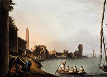 Gamla murar och obelisk av Cleopatra, Luigi Mayer (1755-1803), gravyr från Vedute