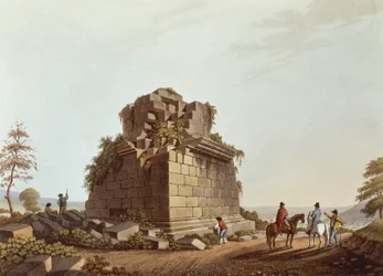 Bas av monumental kolumn, Sicilien, illustration från Views of Italy, av Luigi Mayer