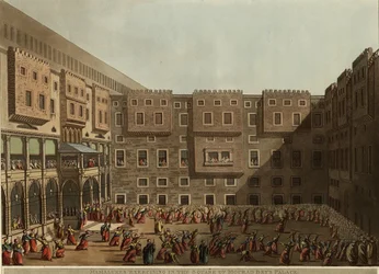 Mamluker tränar på torget Murad Beys Palace, 1802