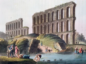 "Ruinerna av den stora akvedukten i det antika Kartago", Tunisien, 1803
