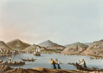Den västra hamnen på ön Samos, skylt 60 från Views in the Ottoman Dominions, pub. av R. Bowyer, 1810 (akvatint)