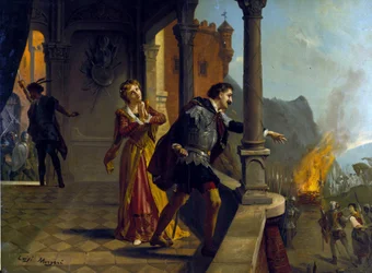 Le Trouvère (il Trovatore) av Giuseppe Verdi. kromolitografi av Luigi Morgari