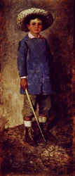 Porträtt av ett barn, av Luigi Nono (1850-1918), olja på träpanel.