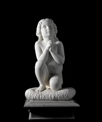Liten pojke i bön Marmorskulptur av Luigi Pampaloni (1791-1847), cirka 1827. från Prins Odon di Savoias samling. Dämpa. 68x38x30 cm Gener, modern konstgalleri, inv. 919