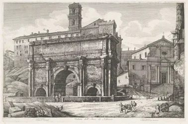 Boog van Septimius Severus i Rom Utsikt över Septimiusbågen (titel på objekt)