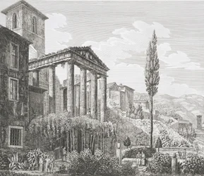 Hercules-templet i Cora, från "The Antiquities of the Contours of Rome", publicerad 1824-26 (se även 205038)