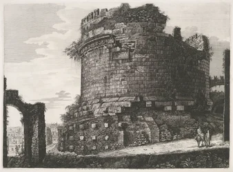 Tombe van Caecilia Metella te Rom Utsikt över Cecilia Metellas stora grav som ligger i Via Appia (titel på objektet)
