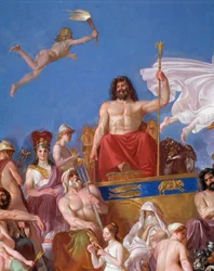Gudarnas råd på Olympen - Detalj av valvet i Iliadens sal av Luigi Sabatelli (1772-1850), 1819-1825, Florens, Palazzo Pitti
