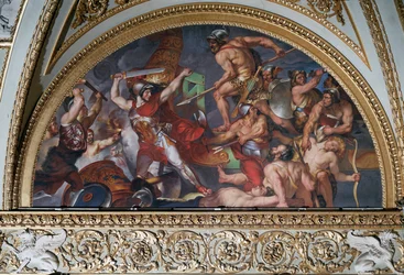 Homeros Iliaden: strid mellan Hektor och Ajax. Målning av Luigi Sabatelli (1772-1850), 1819-1821, Florens, Palazzo Pitti, Italien