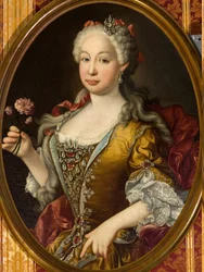 Marie Barbara av Portugal (Marie Barbara de Bragance) - Rokoko: Porträtt av Infanta Barbara av Portugal (1711-1758) av Melendez, Luis Egidio (1716-1780), ca 1729-1735. Olja på duk, 83x65. Sevillas stadshus