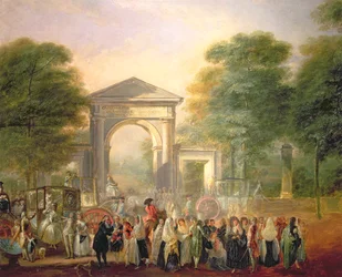 Avenue före den botaniska trädgården i Madrid