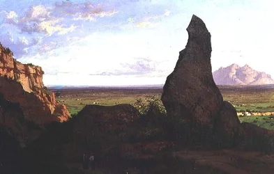 Landskap med en framstående sten (olja på duk)