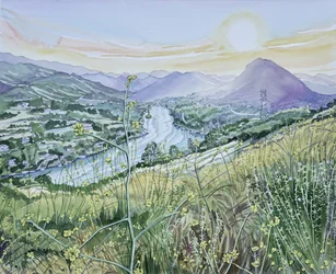 Soluppgång i floddalen