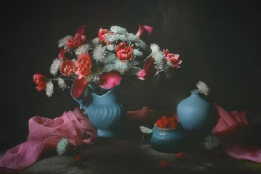 Stämningsfullt blomsterstilleben