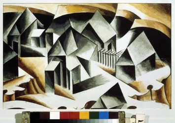 Birsk (Ryssland). Målning av Lyubov (Lioubov) Sergeyevna Popova (1889-1924), olja på duk