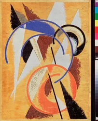 Rumslig kraftbyggnad. Målning av Lyubov (Lioubov) Sergeyevna Popova (1889-1924), olja på trä