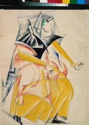 Förberedande kostym för pjäsen ""Romeo och Julia"" av William Shakespeare (1564-1616) - Kostymdesign för pjäsen Romeo och Julia av W Shakespeare - Verk av Lyubov (Lioubov) Sergeyevna Popova (1889-1924), gouache och bläck på papper