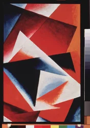 Orange arkitektonisk färg. Verk av Lyubov (Lioubov) Sergeyevna Popova (1889-1924), olja på kartong