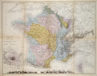 Karta över Frankrike, ca 1830-40