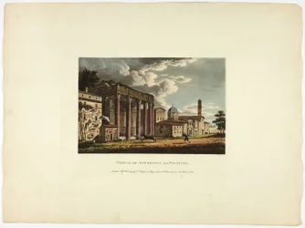 Antoninus och Faustinas tempel, plansch trettiosex från Roms ruiner