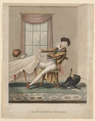 A Most Infernal Bad Egg, tryck av H. Pyall, ca 1825 (handkolorerat gravyr)