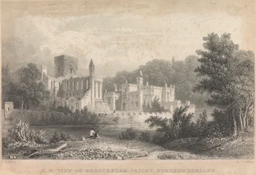 North West View av Brinkburn Priory, Northumberland; sida 44 (volym ett)