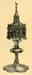 Koppar förgylld pyx, mitten av 1400-talet, 1881.