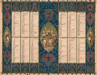 Kalender med helgondagar och kungliga födelsedagar, 1847.