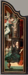 Triptyk. Maarten de Vos. 1500-talet. Olja på trä. Altartavla öppnad vänster vinge.