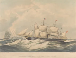 Ångfartyget "Sarah Sands" (1845) med hjälpskruv av järn, ca 1843-54 (litografi)
