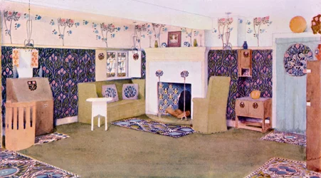 Ritning för salongen i Falkewood, ca 1906