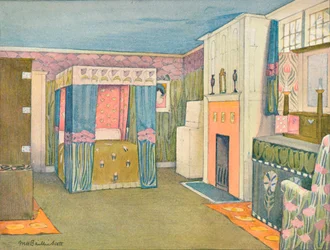 Utsmyckningen av ett litet sovrum, c1899.