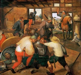 Bagarre entre soldats et paysans - Bråk mellan soldater och bönder - Marten van Cleve, den äldre (1527-1581). Olja på trä, ca 1565-1570. Mått: 47,3x51 cm. Konsthistoriska museet, Vienne