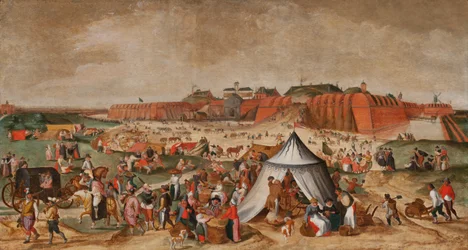 Rivning av citadellet i Antwerpen, sent 1500-tal (olja på panel)